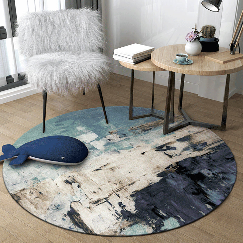 BowLift | Dark Industrial Area Rug Synthetic Abstract Oil Painting Print Rug Stain Resistant Carpet for Home Decor