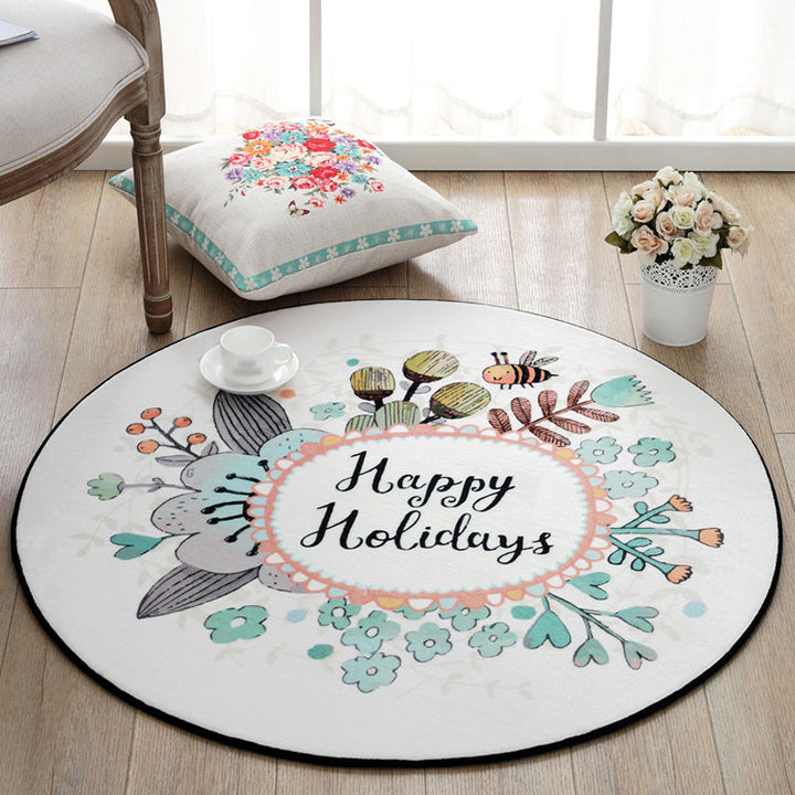 BowLift | Cute Cartoon Rug Multicolored Animal and Flower Print Rug Polypropylene Rug for Children's Room