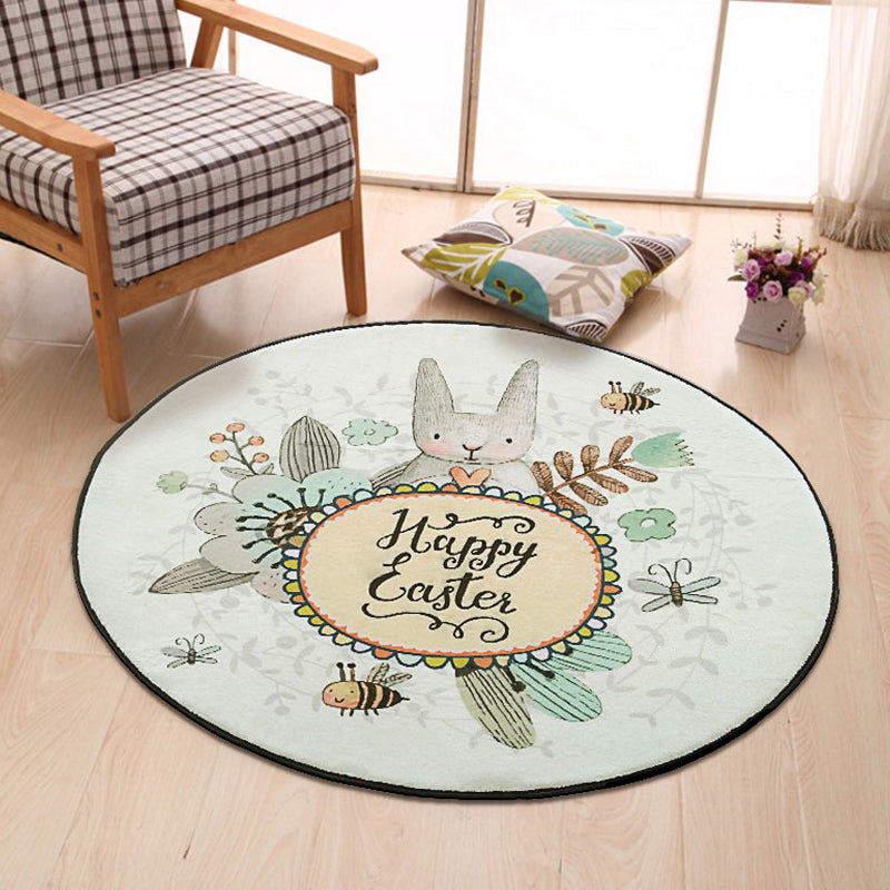 BowLift | Cute Cartoon Rug Multicolored Animal and Flower Print Rug Polypropylene Rug for Children's Room