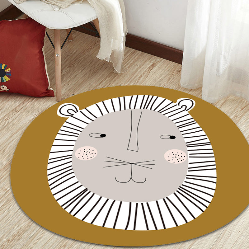 BowLift | Dark Color Cartoon Area Rug Synthetic Animal Head Carpet Stain Resistant Non-Slip Rug for Children's Room