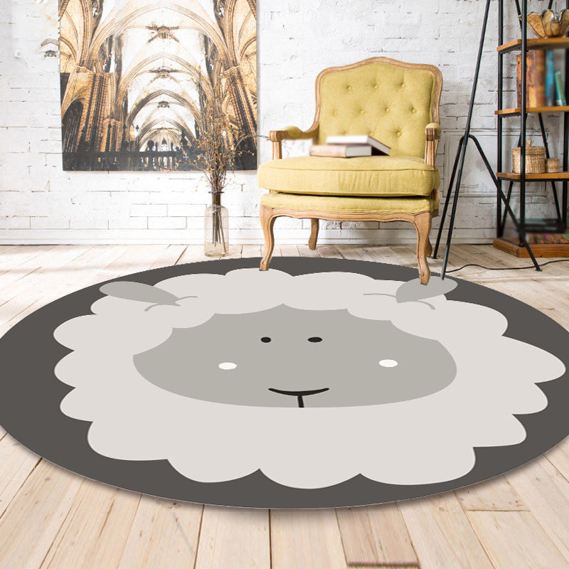 BowLift | Dark Color Cartoon Area Rug Synthetic Animal Head Carpet Stain Resistant Non-Slip Rug for Children's Room