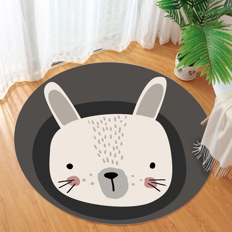 BowLift | Dark Color Cartoon Area Rug Synthetic Animal Head Carpet Stain Resistant Non-Slip Rug for Children's Room