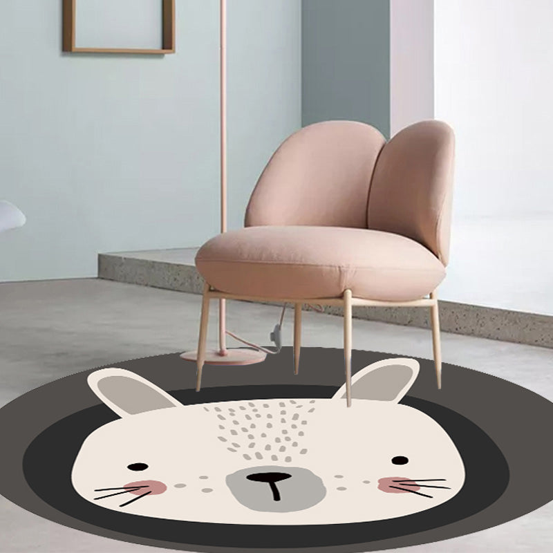 BowLift | Dark Color Cartoon Area Rug Synthetic Animal Head Carpet Stain Resistant Non-Slip Rug for Children's Room
