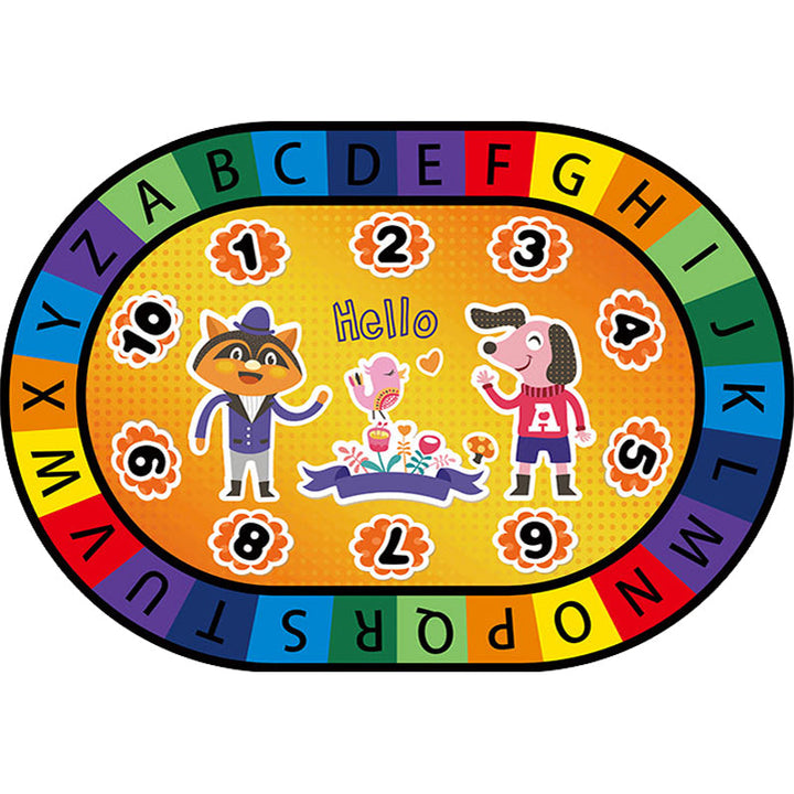 BowLift | Stylish Letters and Animals Carpet Multi-Colored Cartoon Carpet Synthetic Non-Slip Educational Carpet