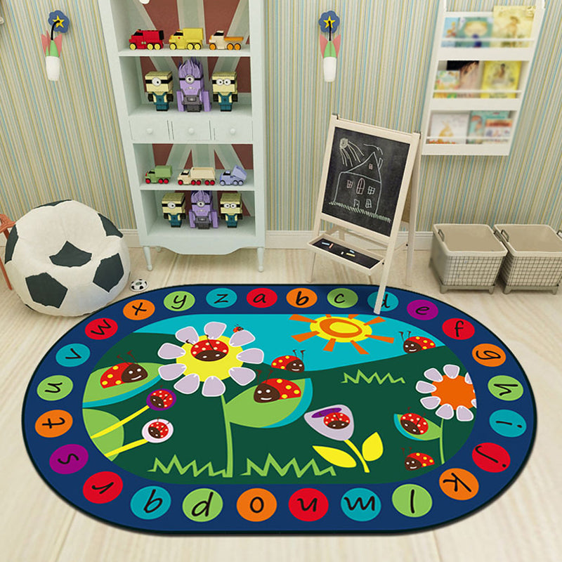 BowLift | Multicolor Kids Room Carpet Cartoon Alphabet Letters and Numbers Carpet Polyester Pet-Friendly Carpet