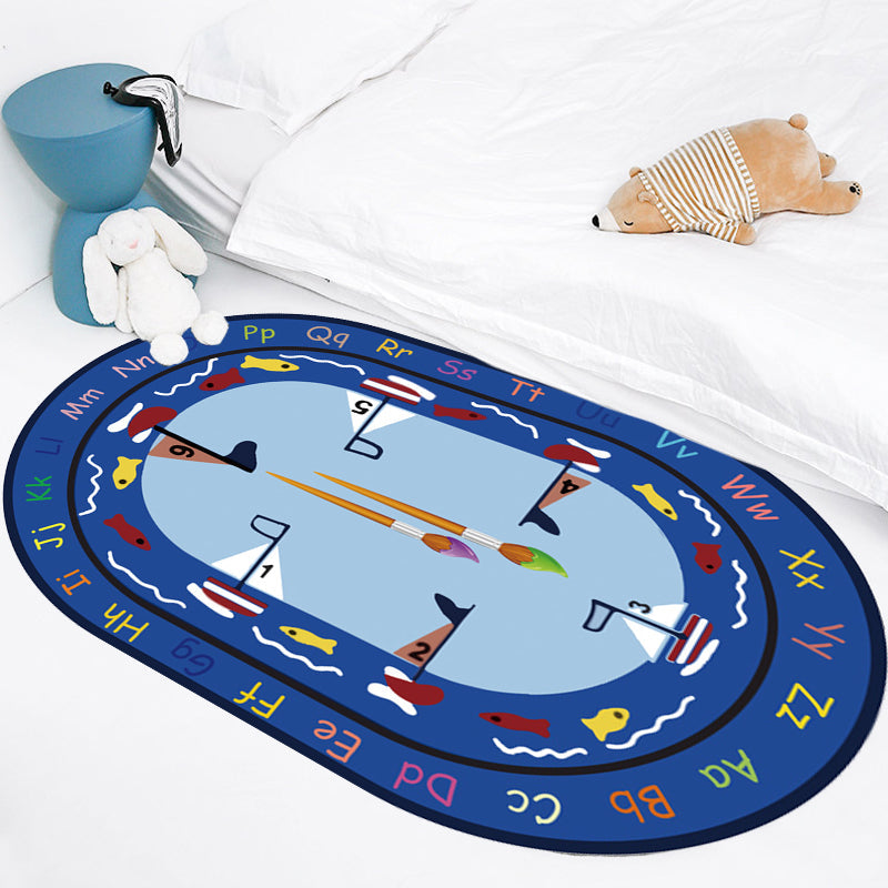 BowLift | Multicolor Kids Room Carpet Cartoon Alphabet Letters and Numbers Carpet Polyester Pet-Friendly Carpet