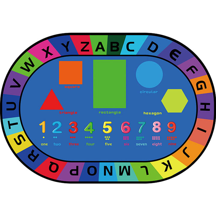 BowLift | Multicolor Kids Room Carpet Cartoon Alphabet Letters and Numbers Carpet Polyester Pet-Friendly Carpet