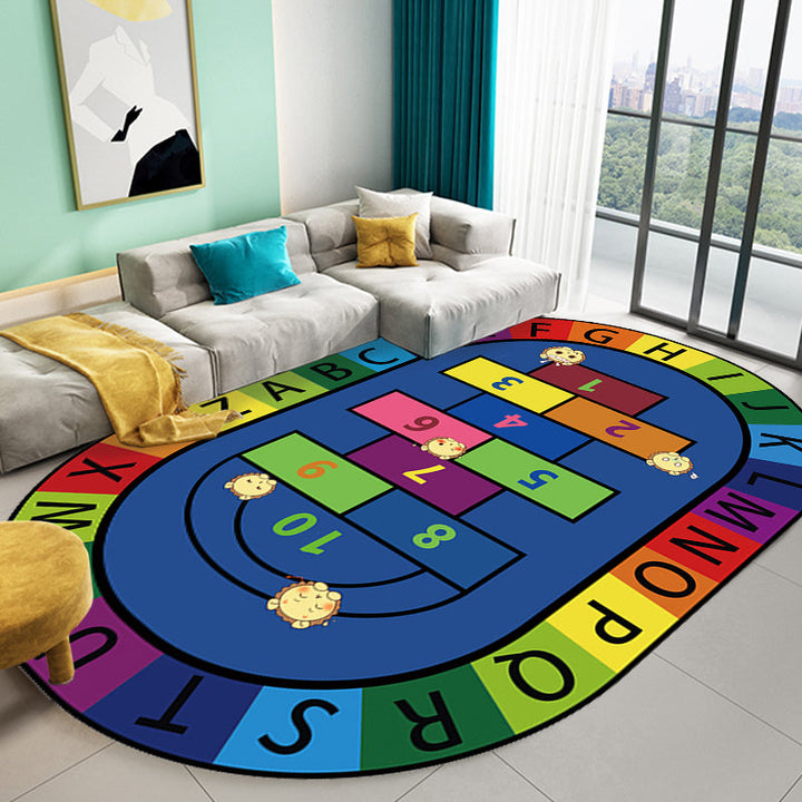 BowLift | Multicolor Kids Room Carpet Cartoon Alphabet Letters and Numbers Carpet Polyester Pet-Friendly Carpet