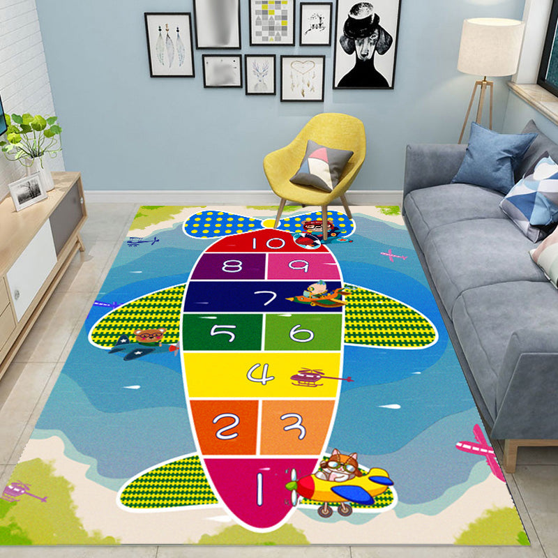 BowLift | Multicolor Kids Room Carpet Cartoon Alphabet Letters and Numbers Carpet Polyester Pet-Friendly Carpet