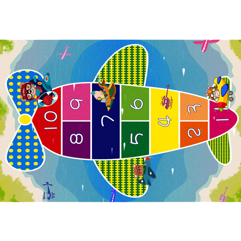 BowLift | Multicolor Kids Room Carpet Cartoon Alphabet Letters and Numbers Carpet Polyester Pet-Friendly Carpet