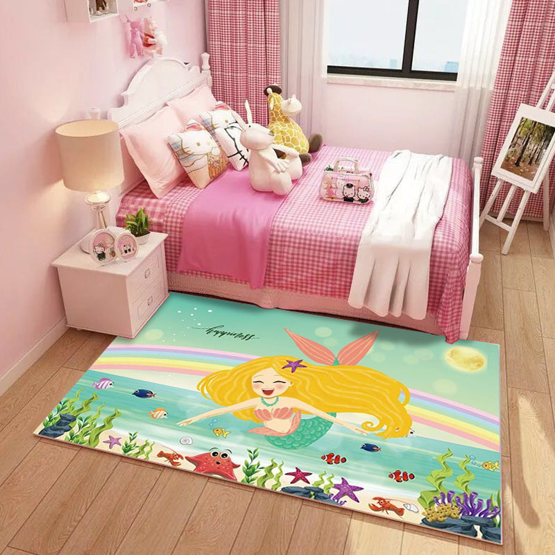 BowLift | Dreamy Fairy-Tale Area Rug Pastel Color Cartoon Carpet Polypropylene Stain-Resistant Carpet for Kids Room