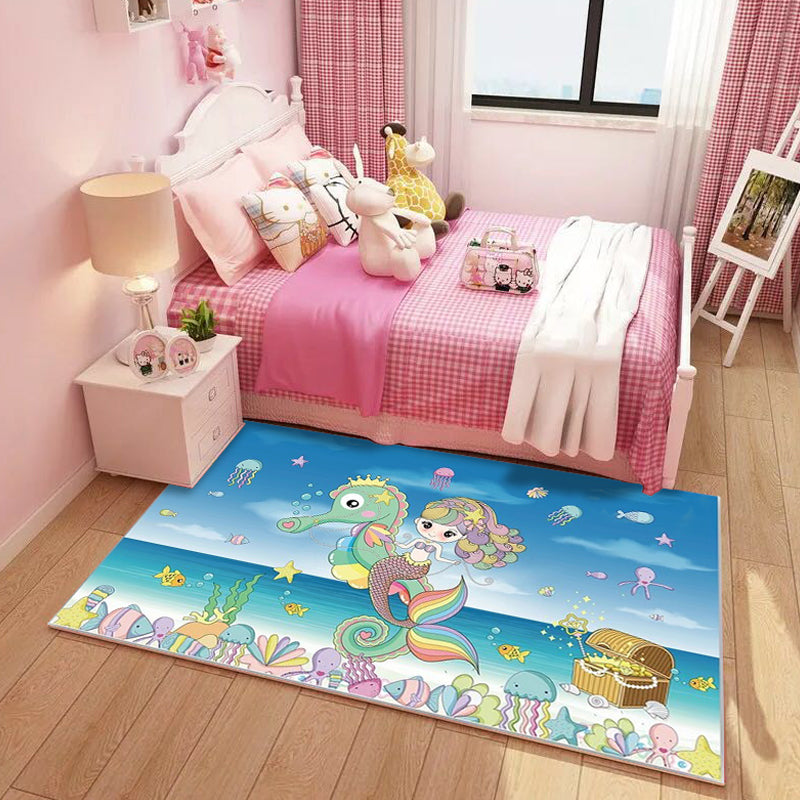 BowLift | Dreamy Fairy-Tale Area Rug Pastel Color Cartoon Carpet Polypropylene Stain-Resistant Carpet for Kids Room
