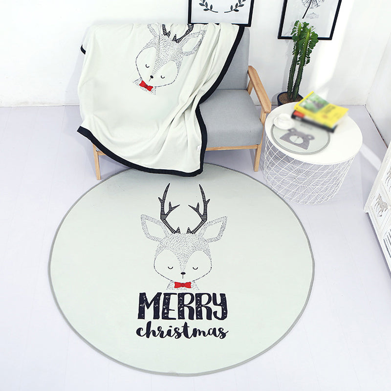 BowLift | Beautiful Children's Indoor Light Color Animal Rug with Words Non-Slip Backing Pet-Friendly Rug