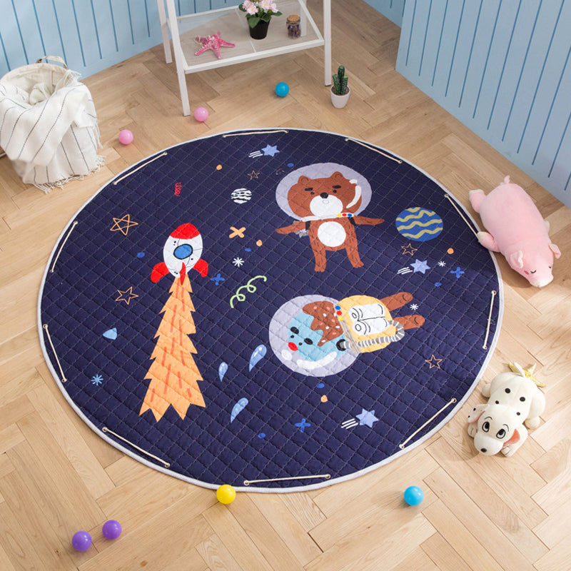 BowLift | Children’s Animal Play Rug Multicolored Cotton Rug Stain Resistant Pet Friendly Rug for Children's Room