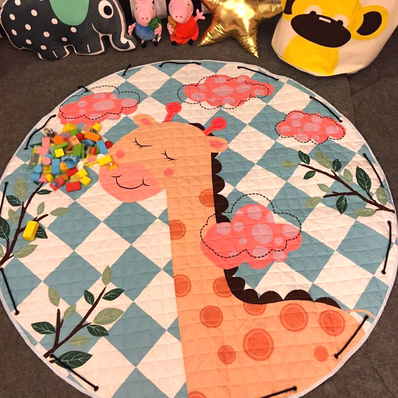 BowLift | Multi Color Animal Rug Cotton Cartoon Area Rug Non-Slip Easy Care Rug for Children's Room