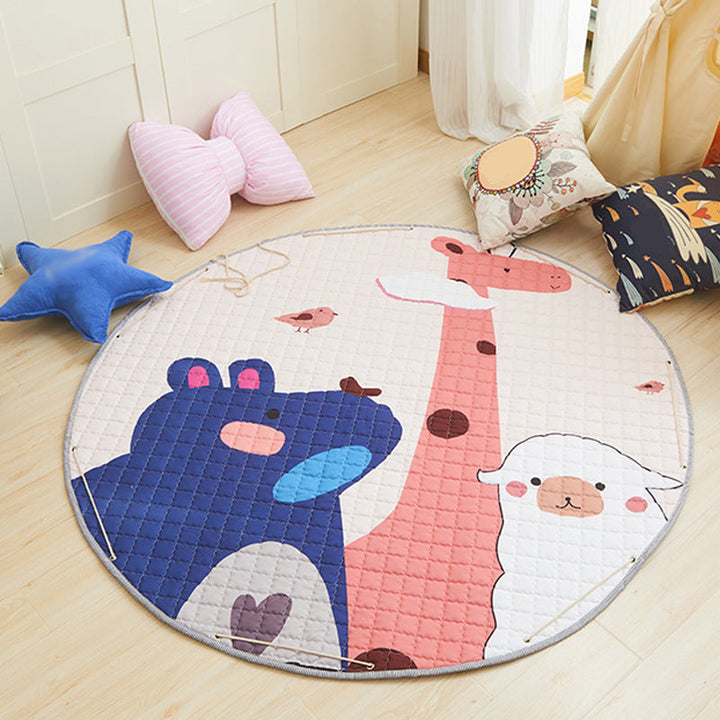 BowLift | Multi Color Animal Rug Cotton Cartoon Area Rug Non-Slip Easy Care Rug for Children's Room