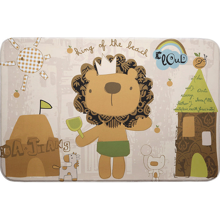 BowLift | Multicolor Wild Animal Rug with Writings Polyester Cartoon Rug Pet Friendly Non-Slip Mat Rug for Kids Room