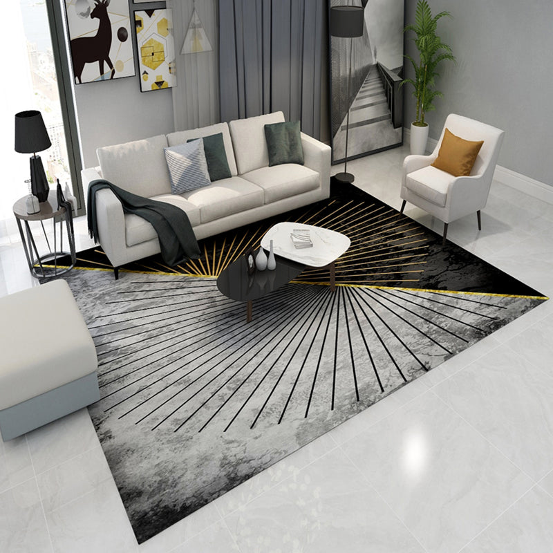 BowLift | Steampunk Living Room Carpet Dark Color Line Art Abstract Carpet Polyester Non-Slip Background Carpet for Living Room