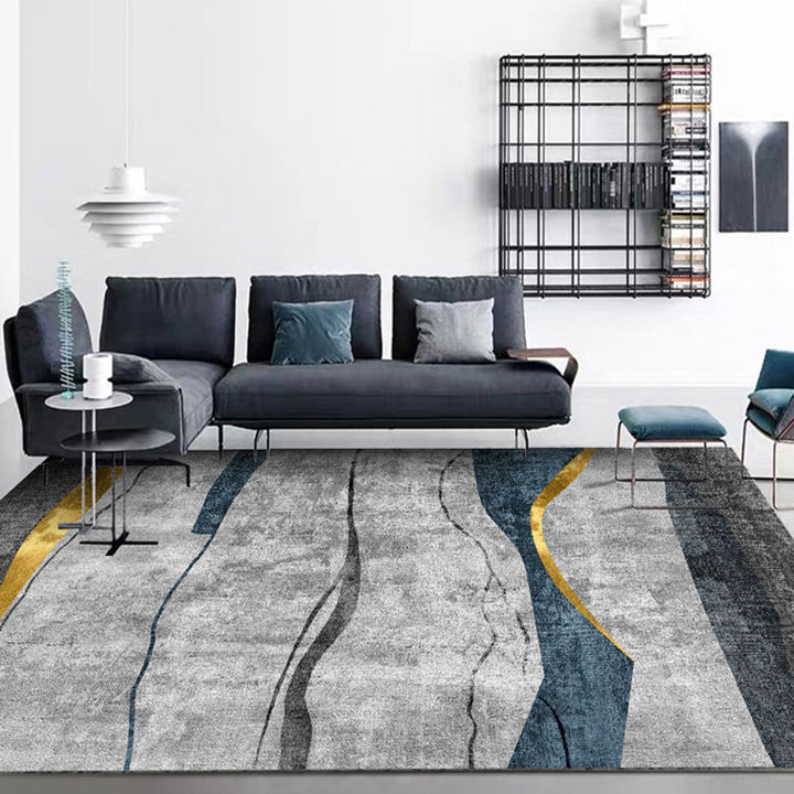 BowLift | Steampunk Living Room Carpet Dark Color Line Art Abstract Carpet Polyester Non-Slip Background Carpet for Living Room