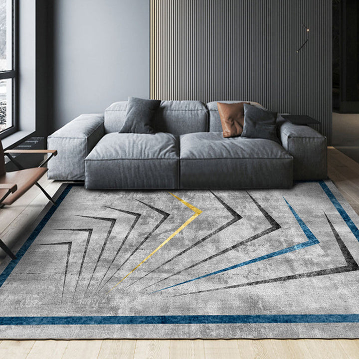 BowLift | Steampunk Living Room Carpet Dark Color Line Art Abstract Carpet Polyester Non-Slip Background Carpet for Living Room