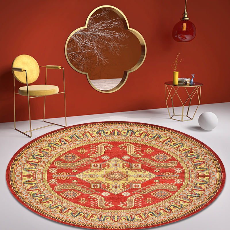 BowLift | Moroccan Medallion Pattern Rug Multi Color Polypropylene Rug Non-Slip Backing Pet-Friendly Washable Rug for Bedroom