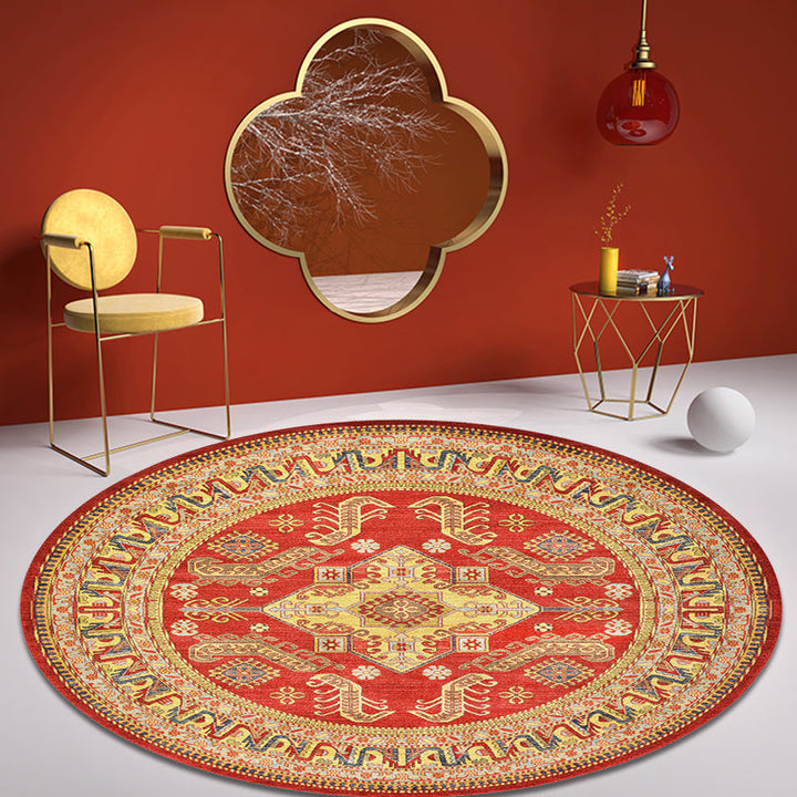Moroccan medallion pattern rug Multi-colored polypropylene rug Non-slip backing Pet-friendly washable rug for the bedroom | Bowlift