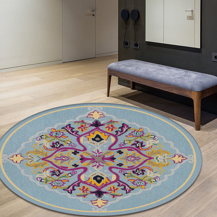 BowLift | Moroccan Medallion Pattern Rug Multi Color Polypropylene Rug Non-Slip Backing Pet-Friendly Washable Rug for Bedroom