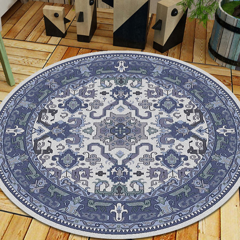 Moroccan medallion pattern rug Multi-colored polypropylene rug Non-slip backing Pet-friendly washable rug for the bedroom | Bowlift