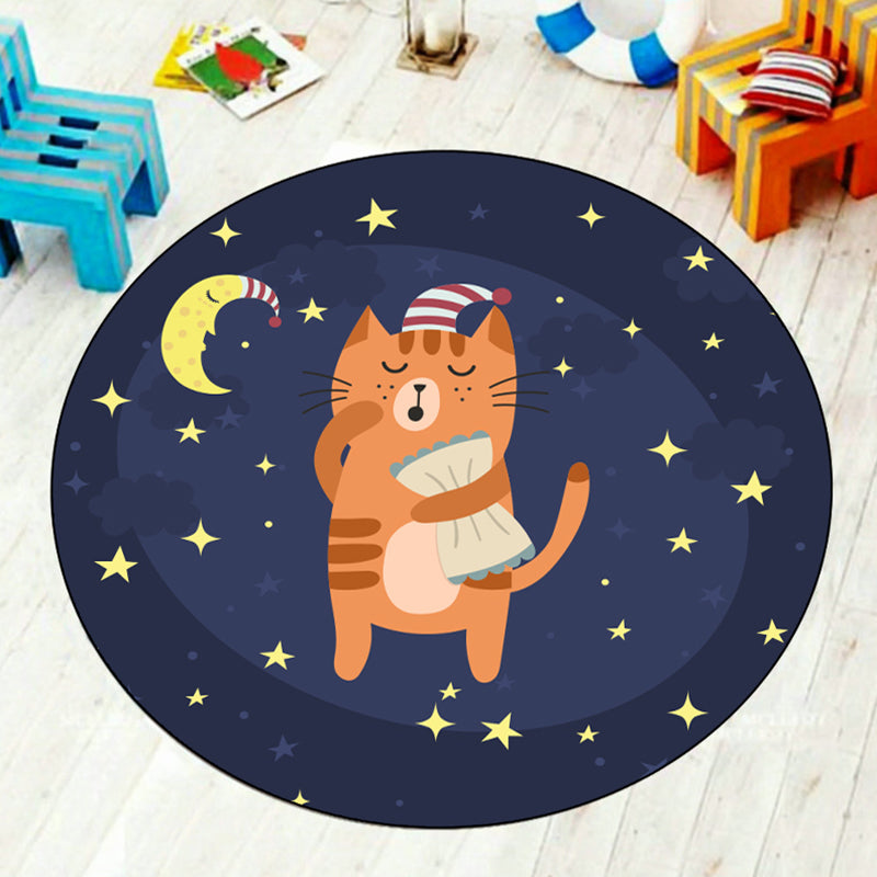 BowLift | Multi-Colored Children's Room Rug Cartoon Starry Sky Animal Carpet Polypropylene Non-Slip Indoor Rug