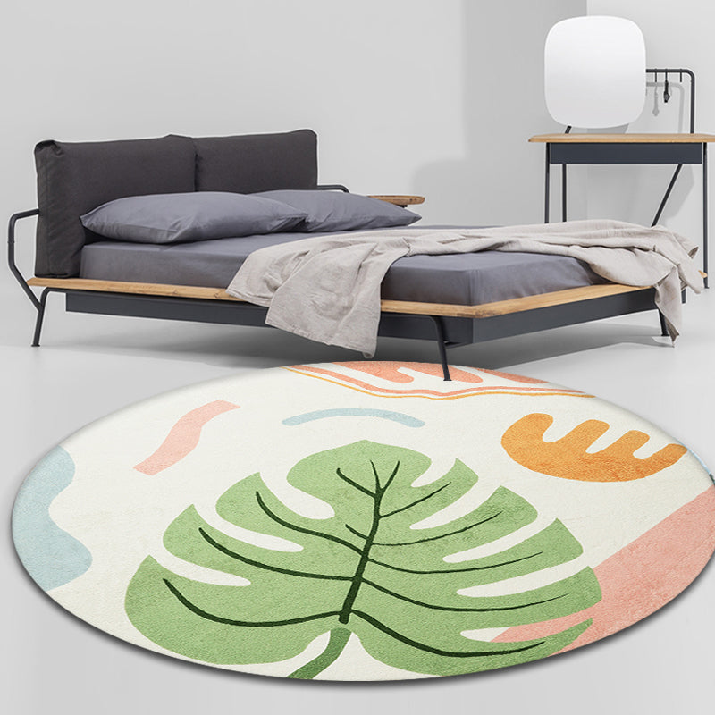 BowLift | Green Tropical Area Rug Polyester Botanical Pattern Rug Washable Pet-Friendly Non-Slip Carpet for Study