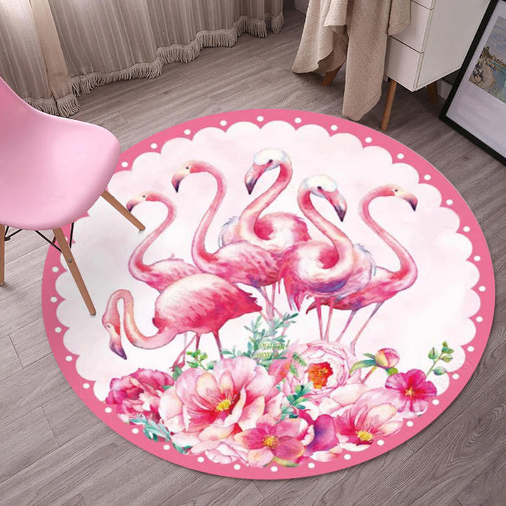 BowLift | Multicolor Flamingo Pattern Rug Polyester Tropical Rug Non-Slip Back Machine Washable Rug for Bedroom