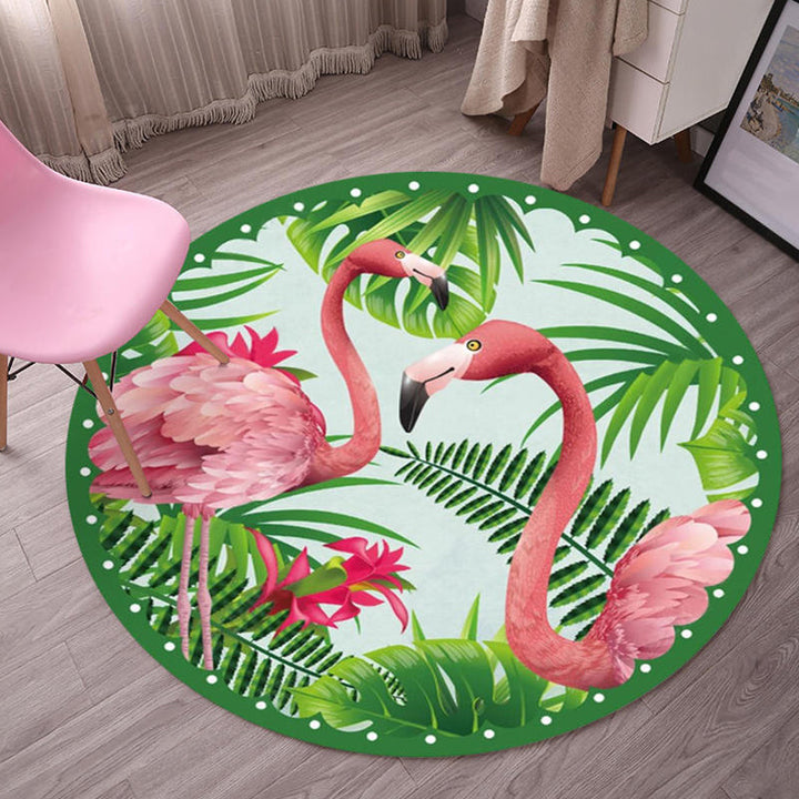 BowLift | Multicolor Flamingo Pattern Rug Polyester Tropical Rug Non-Slip Back Machine Washable Rug for Bedroom