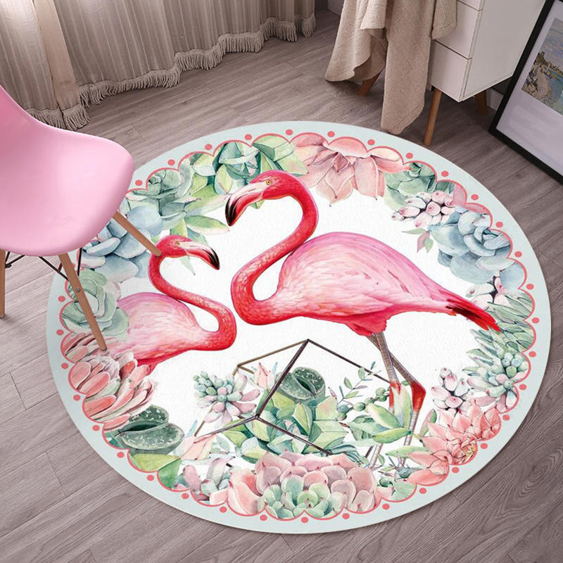 BowLift | Multicolor Flamingo Pattern Rug Polyester Tropical Rug Non-Slip Back Machine Washable Rug for Bedroom