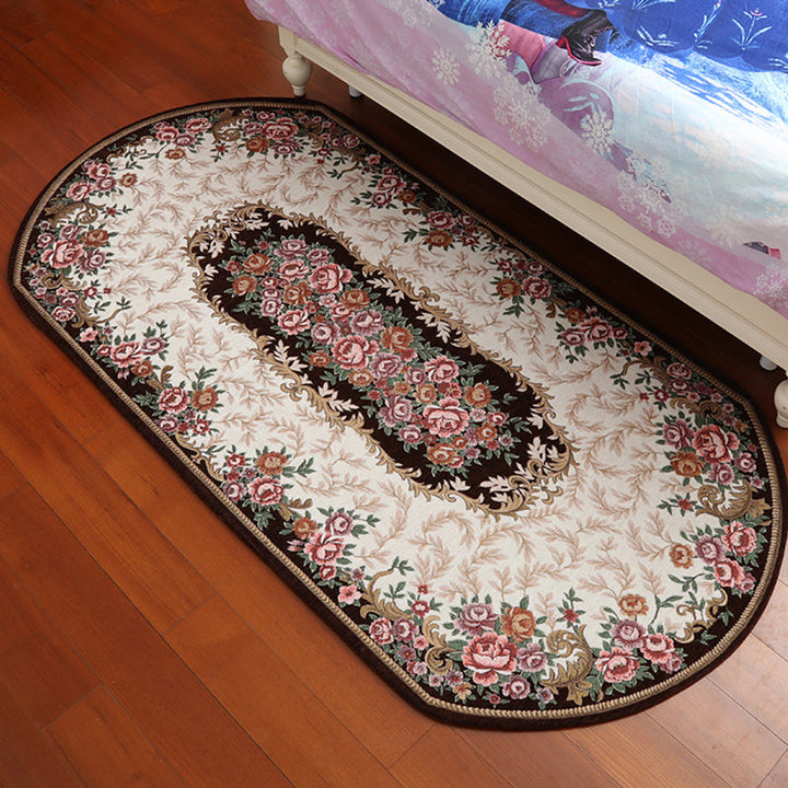 BowLift | Retro Flower Pattern Carpet Red and Black Polyester Indoor Carpet Washable Non-slip Back Indoor Carpet for Bedroom