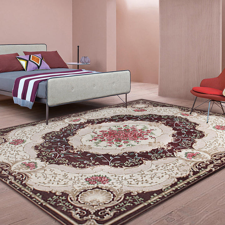 BowLift | Blossom Pattern Carpet Polyester Retro Carpet Anti-Slip Carpet Machine Washable Indoor Carpet for Bedroom