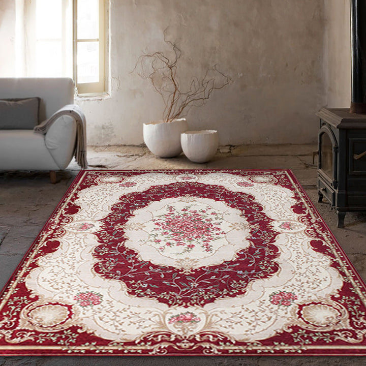 BowLift | Blossom Pattern Carpet Polyester Retro Carpet Anti-Slip Carpet Machine Washable Indoor Carpet for Bedroom