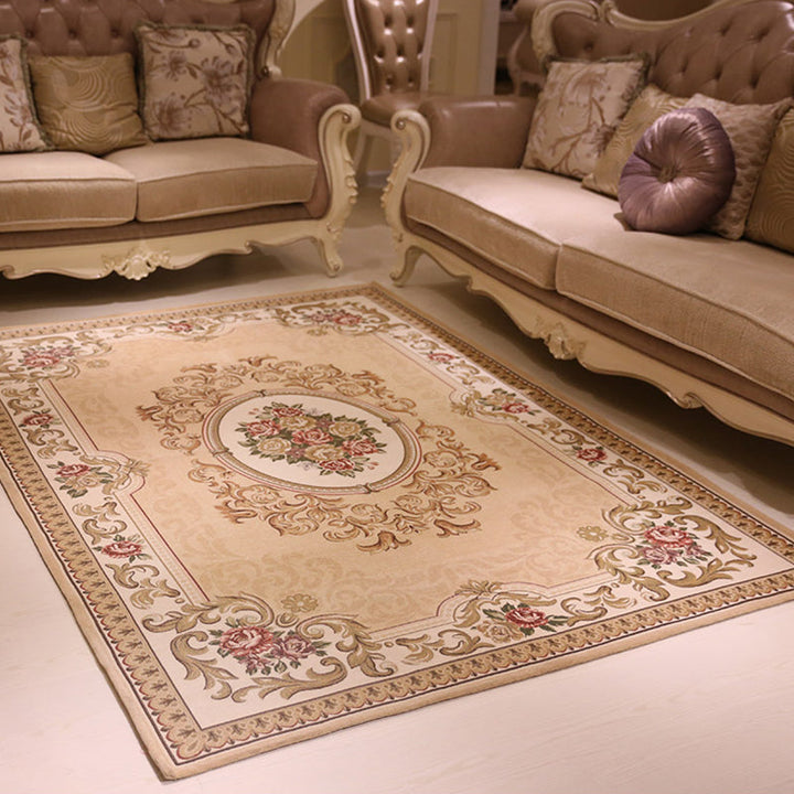 BowLift | Multicolored floral pattern rug Polyester retro rug non-slip backing pet-friendly washable rug for the living room