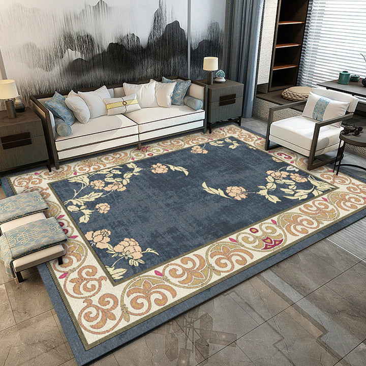 BowLift | Traditional floral pattern carpet blue and red retro carpet washable pet friendly non-slip rug for living room