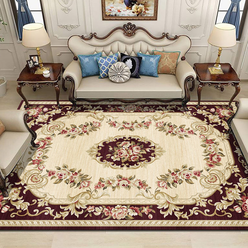 BowLift | Traditional floral pattern carpet blue and red retro carpet washable pet friendly non-slip rug for living room