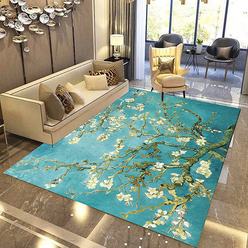 BowLift | Colorful Flower Pattern Rug Multicolor Retro Indoor Rug Polyester Machine Washable Non-Slip Back Rug for Living Room