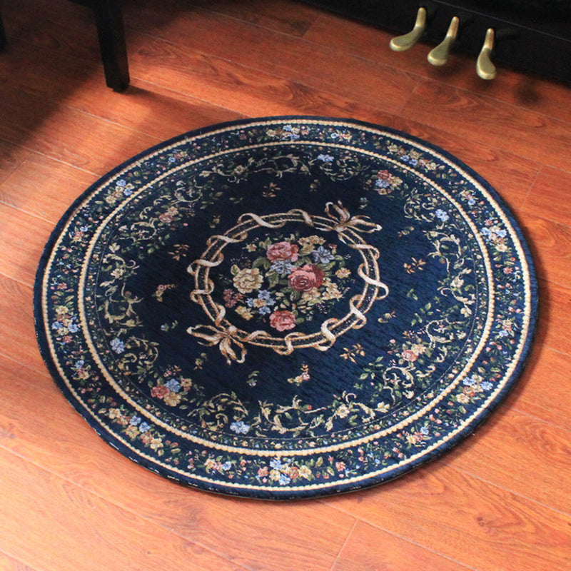 BowLift | Red and blue vintage carpet polyester floral pattern carpet washable pet-friendly non-slip backing indoor carpet for study