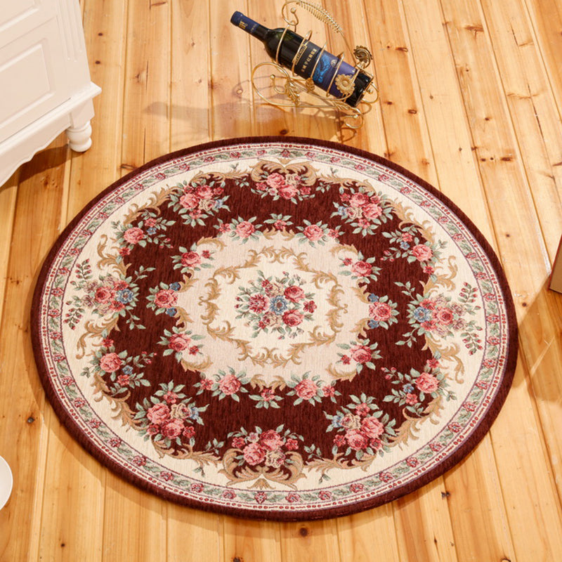 BowLift | Red and blue vintage carpet polyester floral pattern carpet washable pet-friendly non-slip backing indoor carpet for study