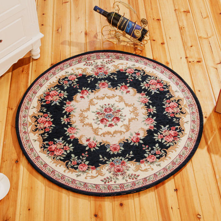 BowLift | Red and blue vintage carpet polyester floral pattern carpet washable pet-friendly non-slip backing indoor carpet for study