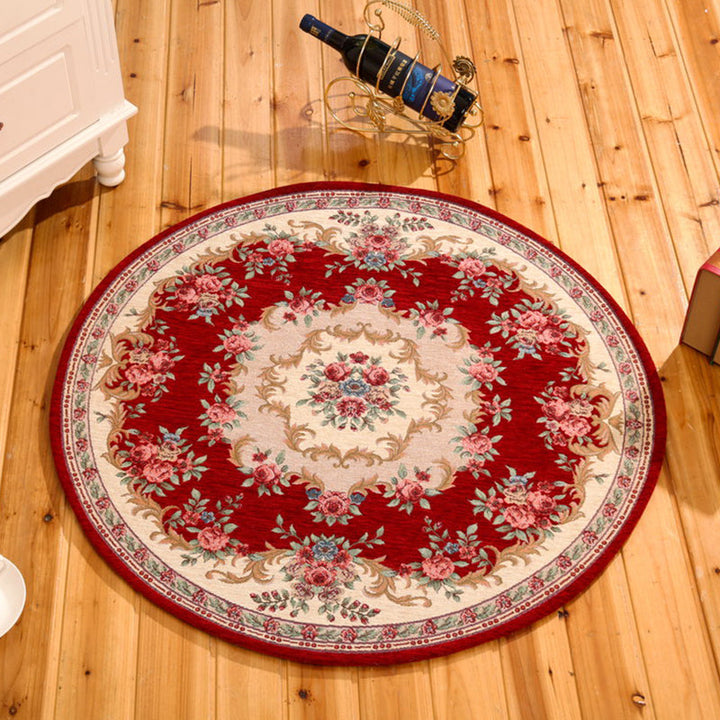 BowLift | Red and blue vintage carpet polyester floral pattern carpet washable pet-friendly non-slip backing indoor carpet for study