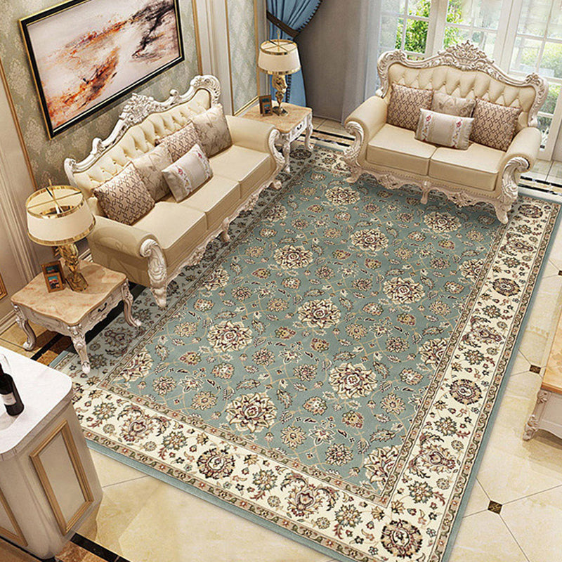 BowLift | Multicolored living room rug retro floral pattern rug polyester pet-friendly washable non-slip backing rug