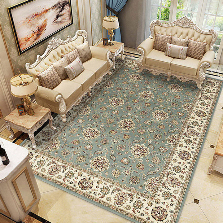 BowLift | Multicolored living room rug retro floral pattern rug polyester pet-friendly washable non-slip backing rug