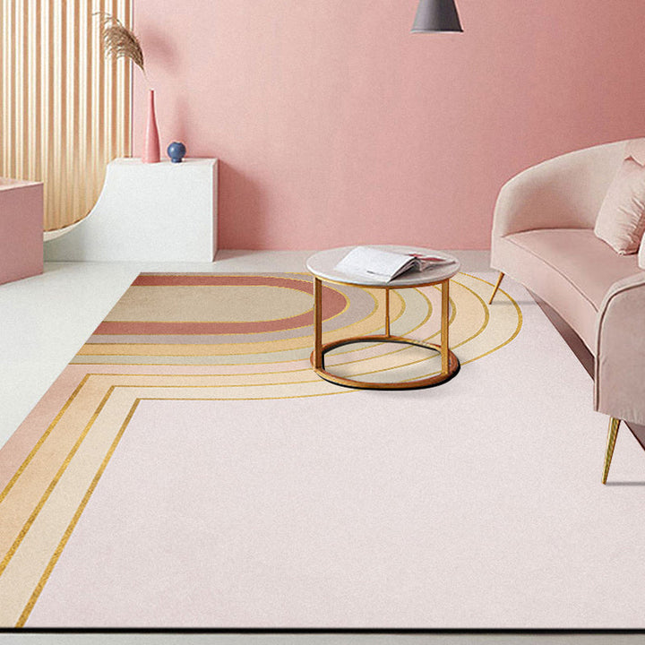 BowLift | Pink Hall Rug Modernist Color Bar and Stripe Pattern Rug Polyester Pet Friendly Washable Non-Slip Back Rug