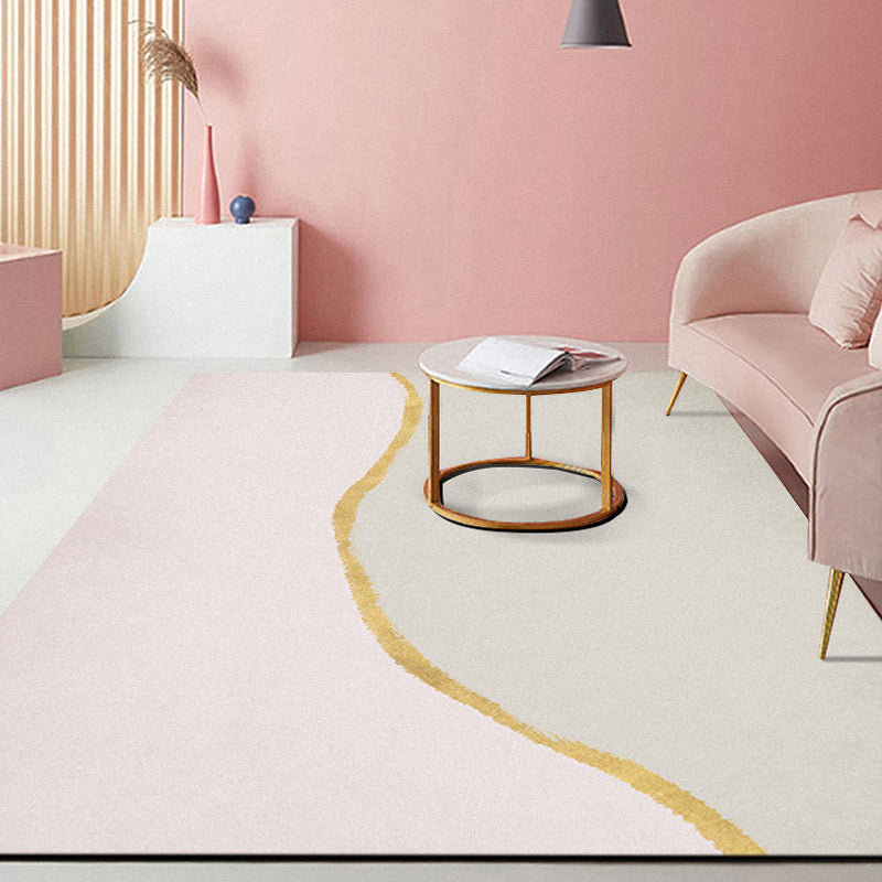 BowLift | Modern Abstract Carpet Pink Polyester Area Rug Pet Friendly Washable Non-slip Back Area Rug for Living Room