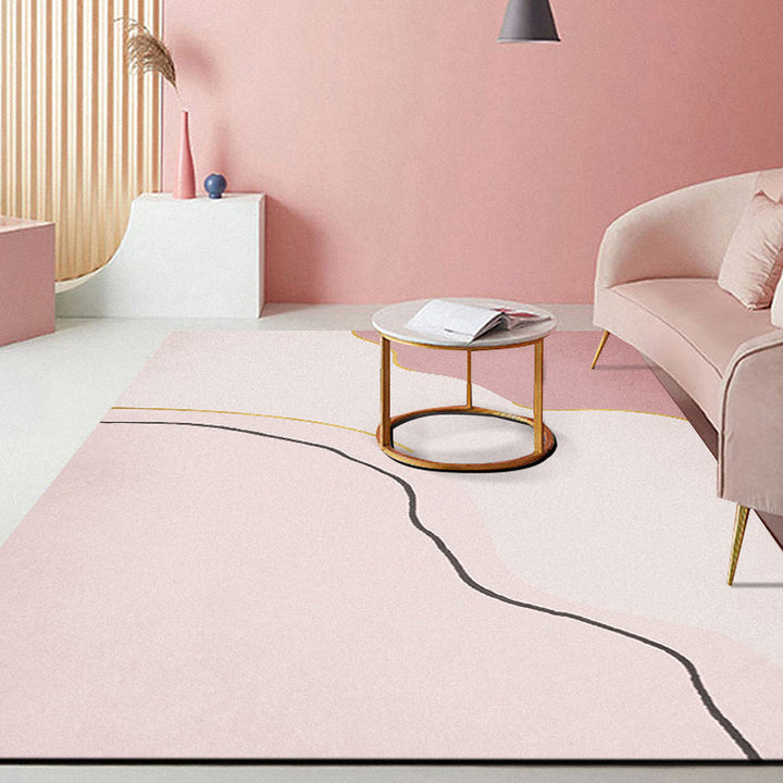 BowLift | Modern Abstract Carpet Pink Polyester Area Rug Pet Friendly Washable Non-slip Back Area Rug for Living Room