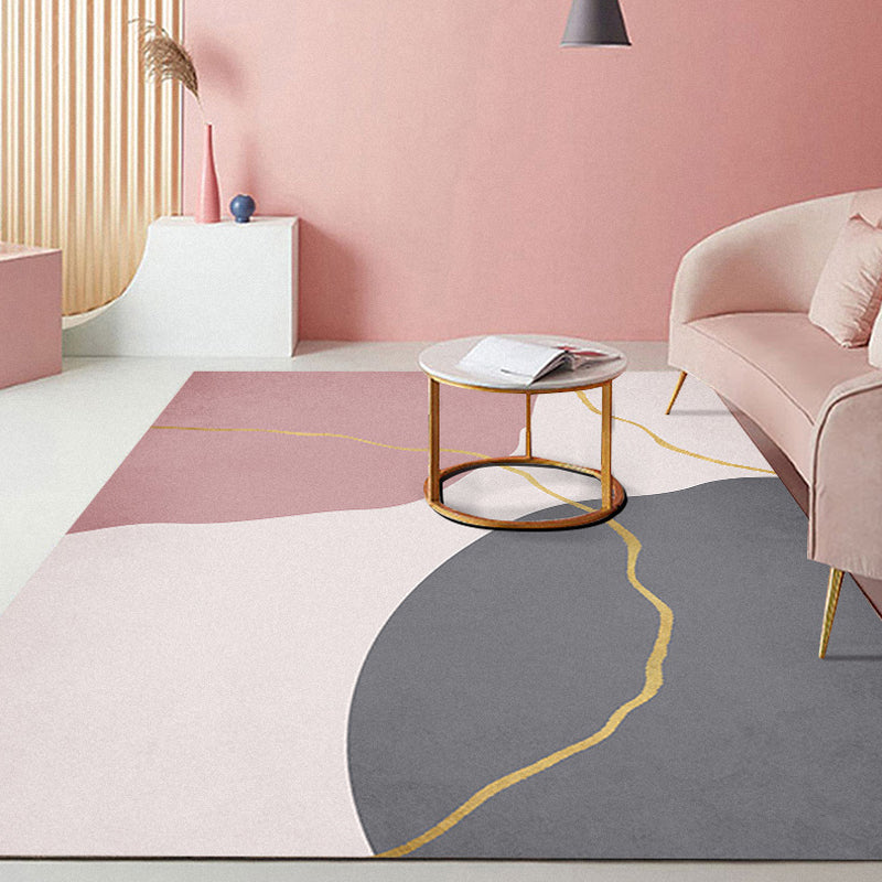 BowLift | Minimalist Living Room Rug Multicolor Color Block Rug Polyester Non-Slip Backing Pet Friendly Washable Area Rug